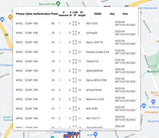 All Access Points on map